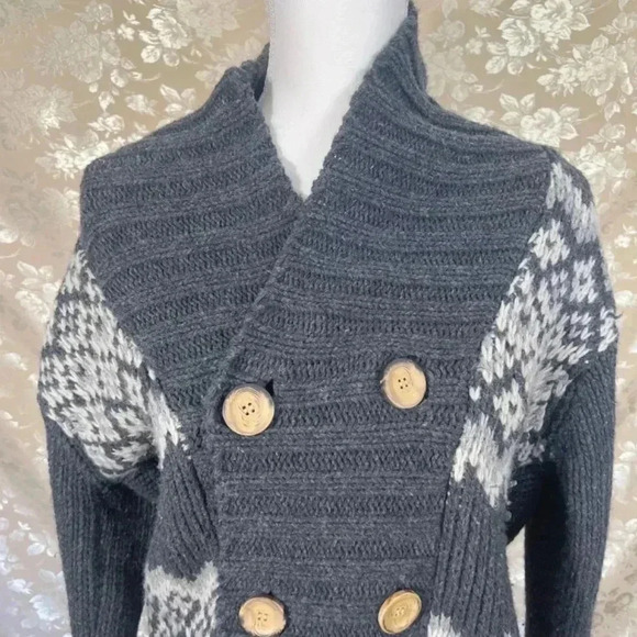 Vintage Mzgz Button Up Chunky Button Up Knit Grey Sweater Size L - Picture 2 of 7